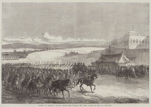 Revisión de las tropas egipcias ante el virrey y Lord Napier de Magdala